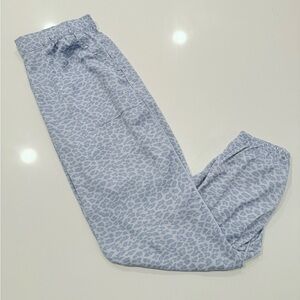 Aerie Blue Animal Print Pajama Pants Silky Leopard Print Joggers